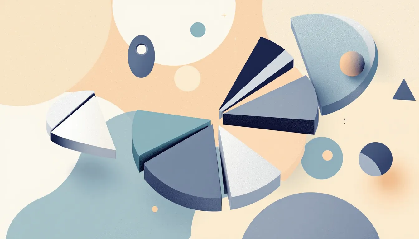 Ilustración conceptual de distribución de presupuesto de marketing con formas geométricas abstractas