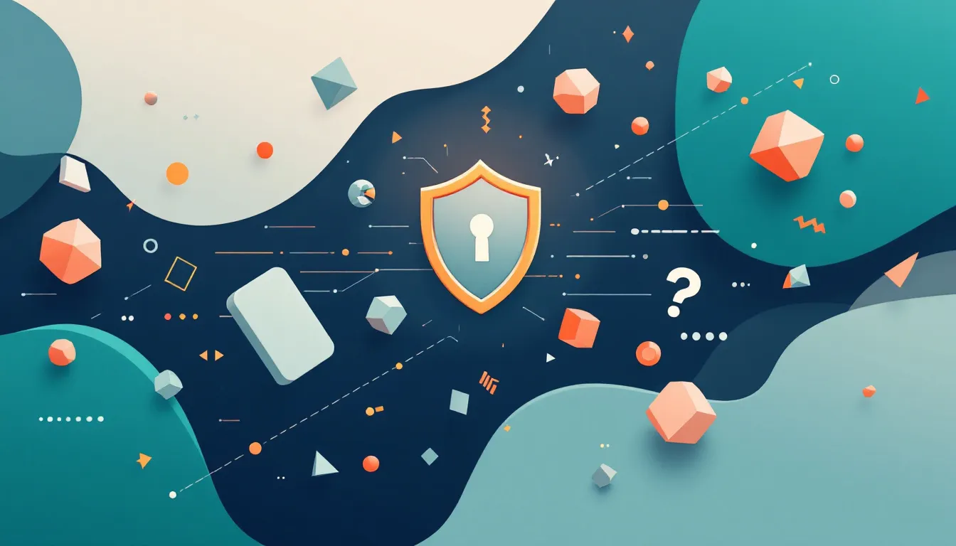 Ilustración conceptual de fraude publicitario digital con datos y protección