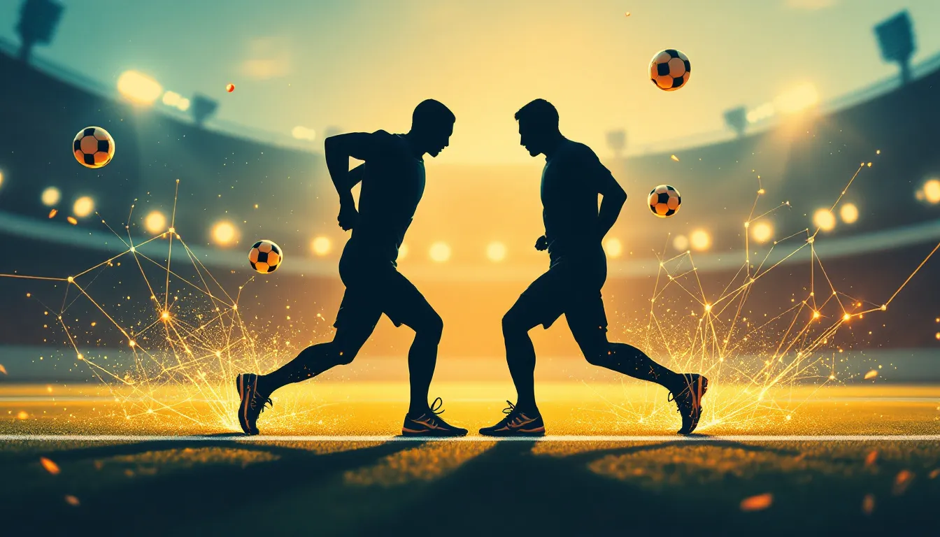 Ilustración conceptual de competencia entre marcas deportivas en el contexto del fútbol global