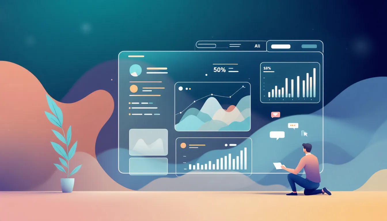 Ilustración conceptual de optimización de marca en motores de búsqueda con inteligencia artificial