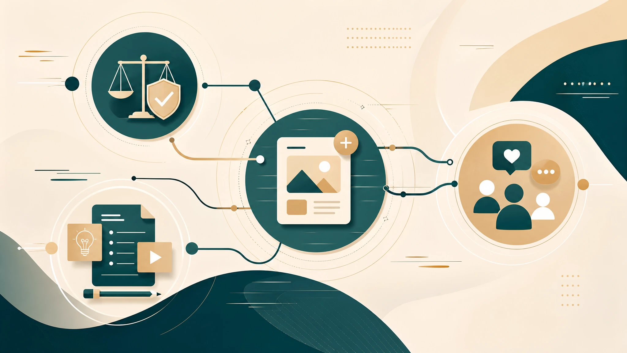 Ilustración conceptual de flujo de trabajo de marketing con creadores