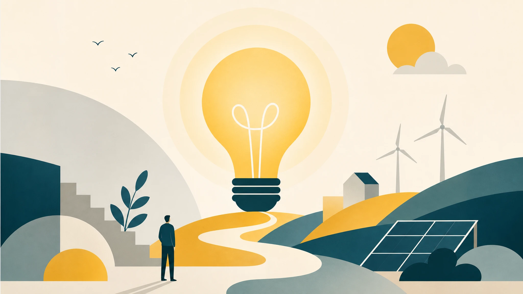 Concepto editorial sobre comunicación energética simplificada y cercana